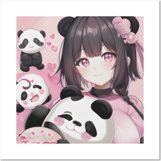 The girl and her Panda bears Posters and Art